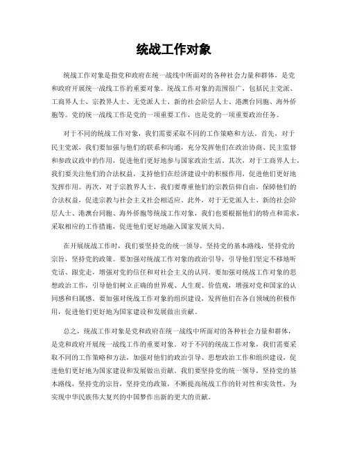 统战工作对象