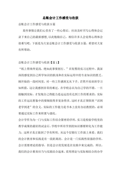 总账会计工作感受与收获