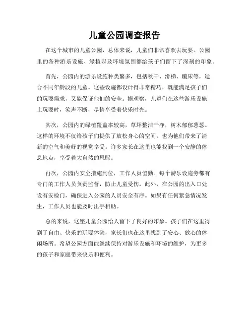 儿童公园调查报告