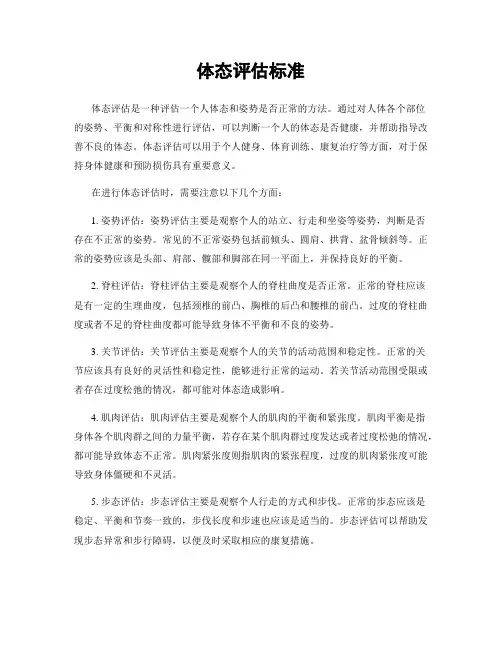 体态评估标准