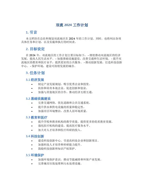 双流2024工作计划