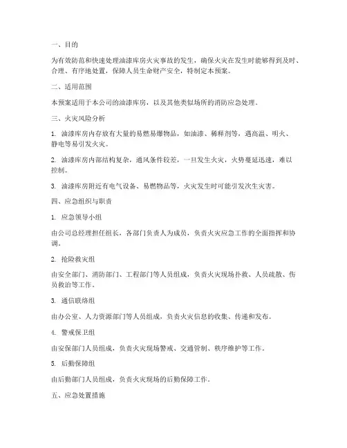 油漆库房消防应急预案