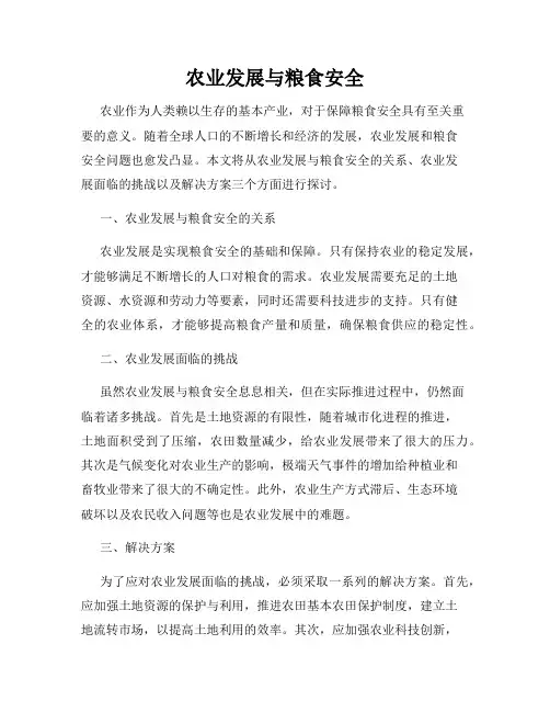 农业发展与粮食安全