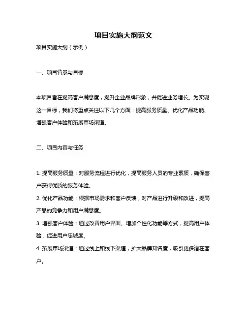 项目实施大纲范文