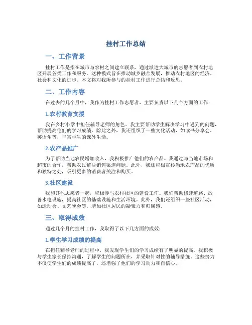 挂村工作总结
