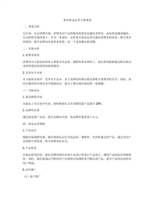 新店新品运营方案策划