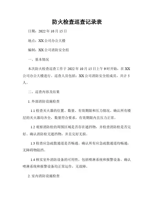 防火检查巡查记录表(4)