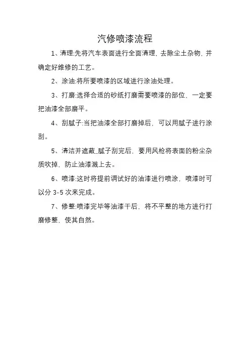 汽修喷漆流程