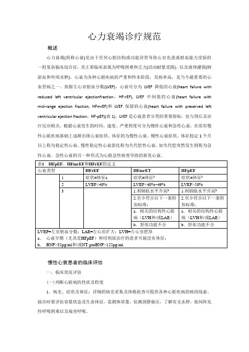 2019 心力衰竭诊疗规范