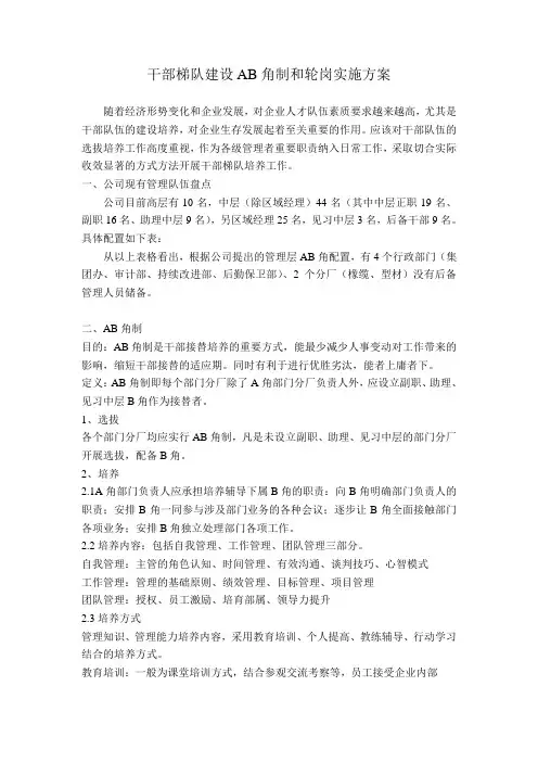 干部梯队建设AB角制和轮岗实施方案 - 副本