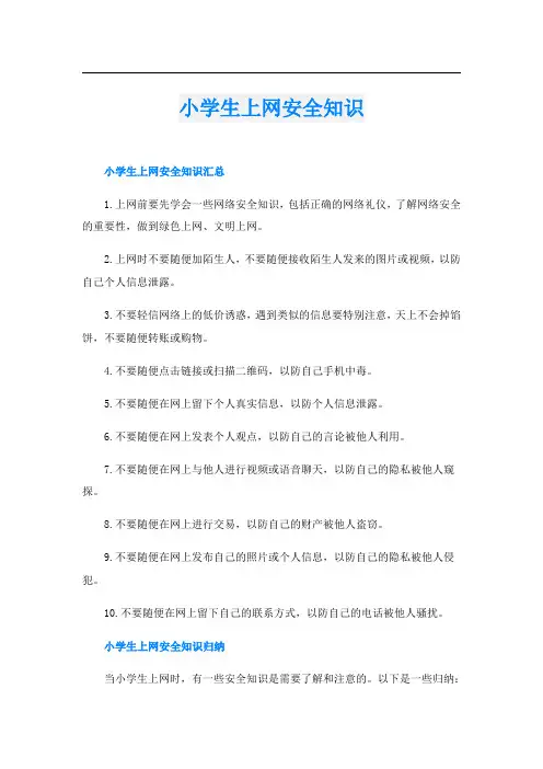 小学生上网安全知识