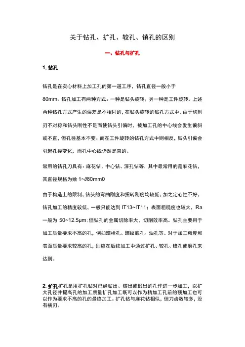 关于 钻孔、扩孔、铰孔、镗孔的区别