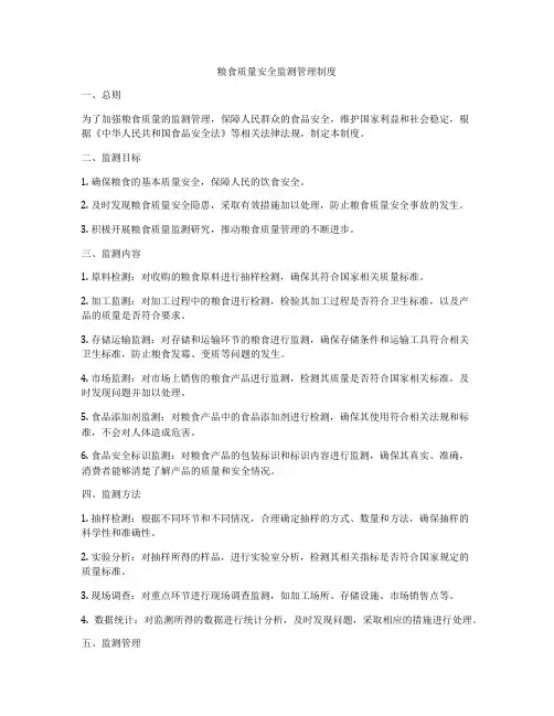 粮食质量安全监测管理制度
