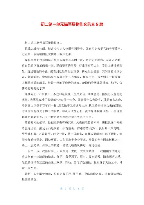 初二第三单元描写景物作文范文5篇