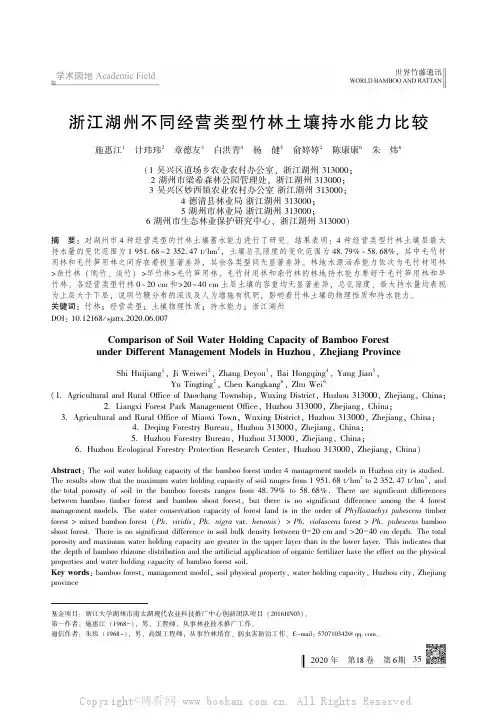 浙江湖州不同经营类型竹林土壤持水能力比较