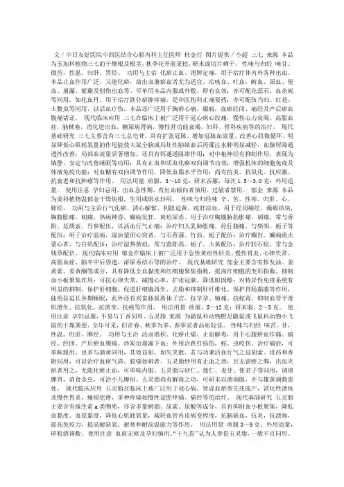 常用活血化瘀药(五)