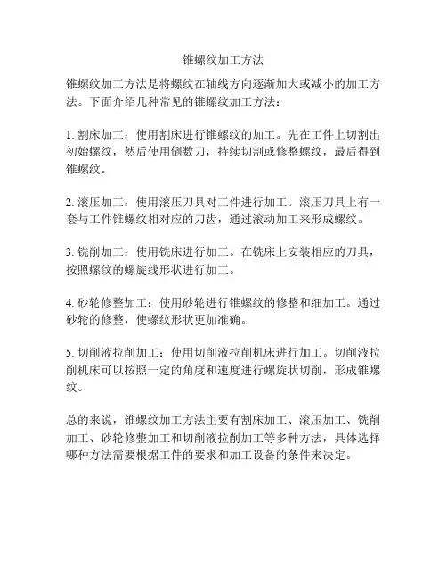 锥螺纹加工方法