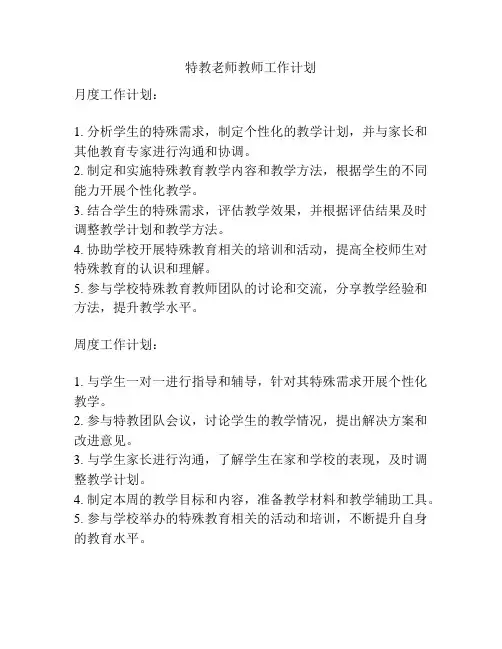 特教老师教师工作计划