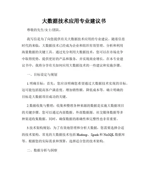 大数据技术应用专业建议书