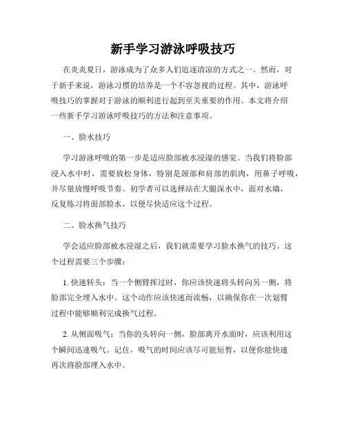 新手学习游泳呼吸技巧