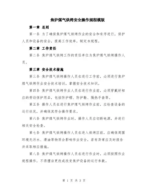 焦炉煤气烘烤安全操作规程模版
