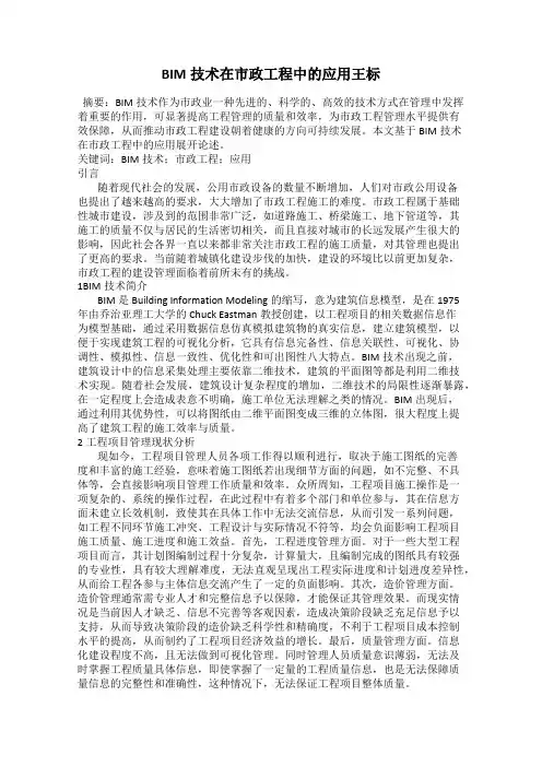 BIM技术在市政工程中的应用王标