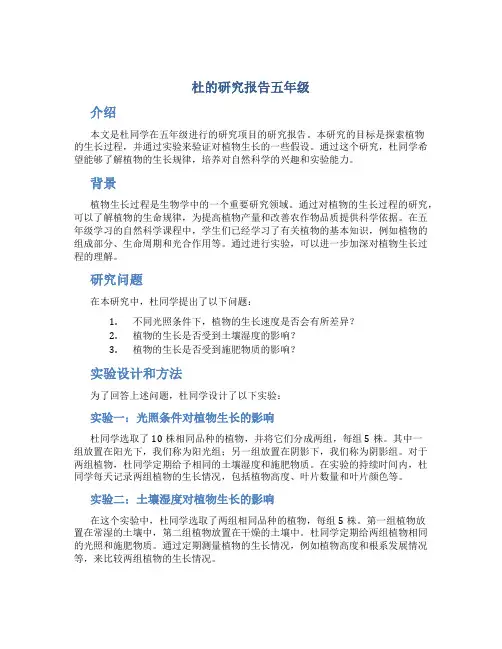 杜的研究报告五年级