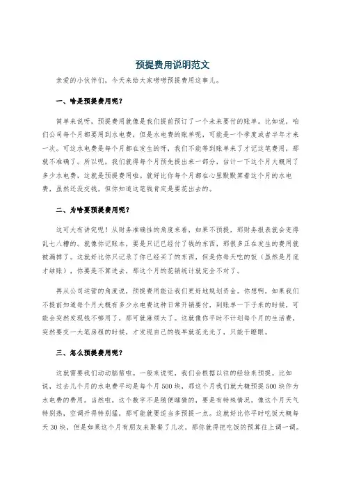 预提费用说明范文