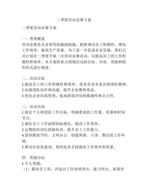 二季度劳动竞赛方案