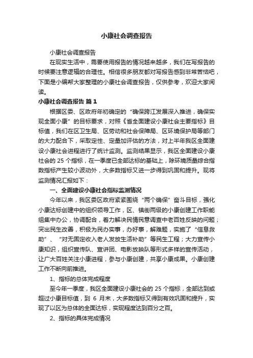小康社会调查报告