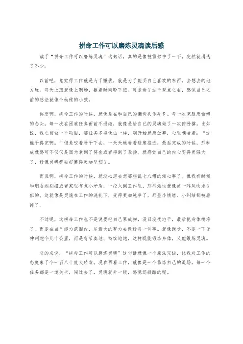 拼命工作可以磨炼灵魂读后感