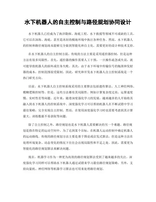 水下机器人的自主控制与路径规划协同设计