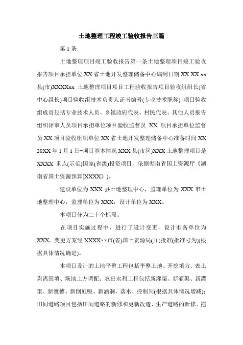 土地整理工程竣工验收报告三篇.doc