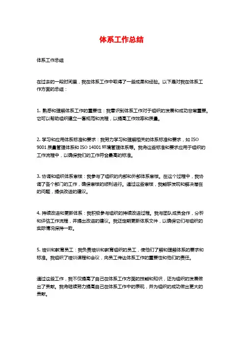 体系工作总结