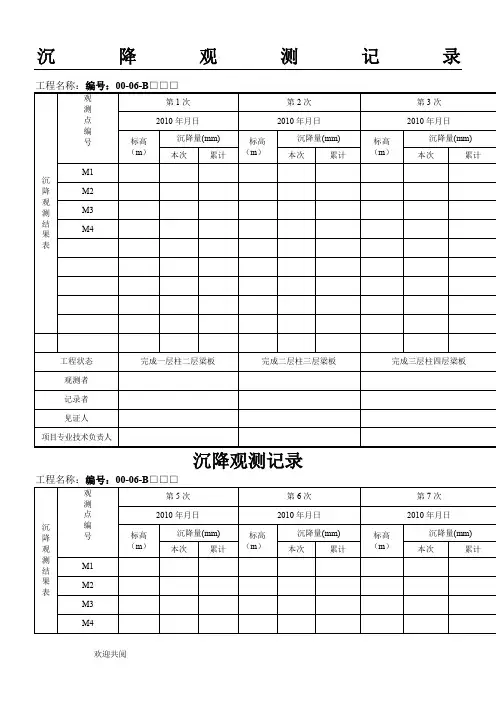 沉降观测记录表格[1]