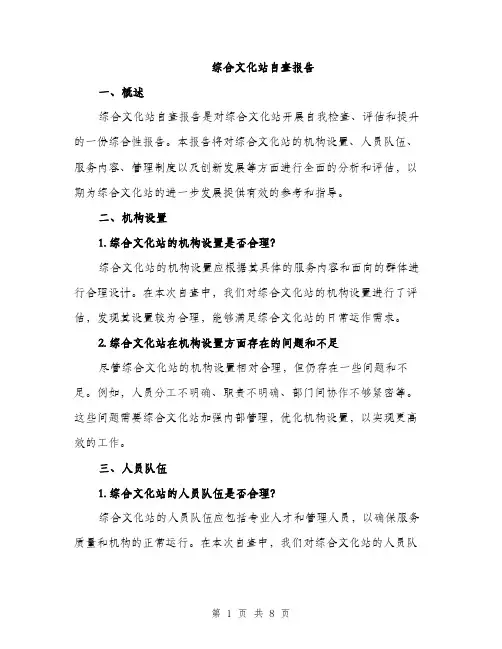 综合文化站自查报告（2篇）