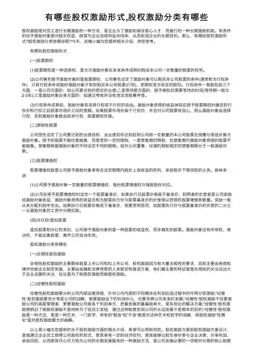 有哪些股权激励形式,股权激励分类有哪些