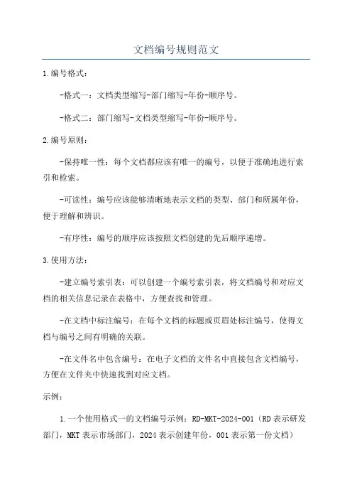 文档编号规则范文