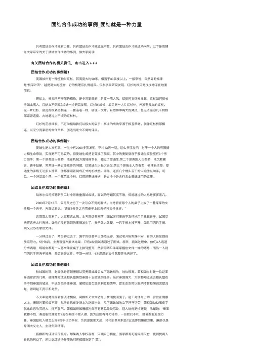 团结合作成功的事例_团结就是一种力量