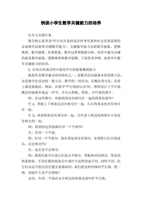 例谈小学生数学关键能力的培养