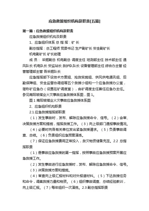 应急救援组织机构及职责[五篇]