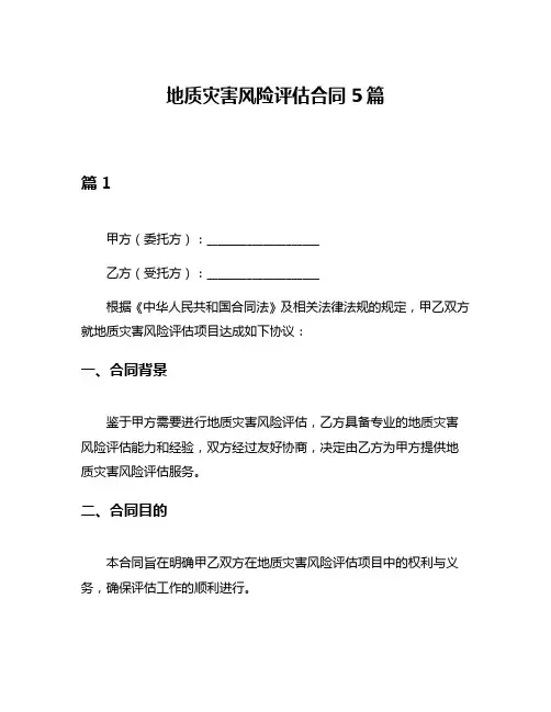 地质灾害风险评估合同5篇