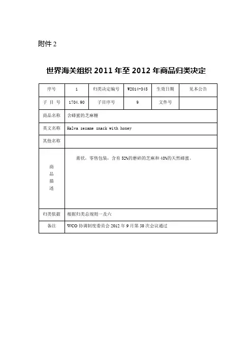 中华人民共和国海关总署商品归类决定(世界海关组织2011年至2012年商品归类决定)(2)