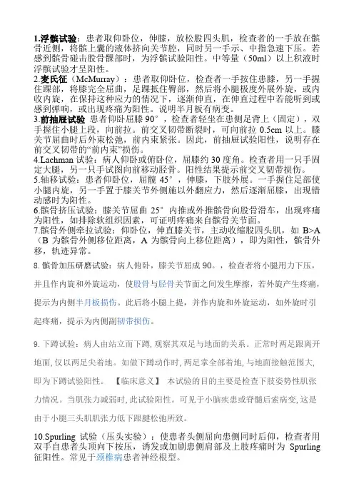 骨科常用特殊试验检查