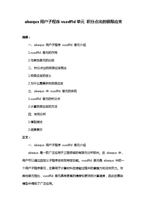 abaqus用户子程序vusdfld单元 积分点出的极限应变