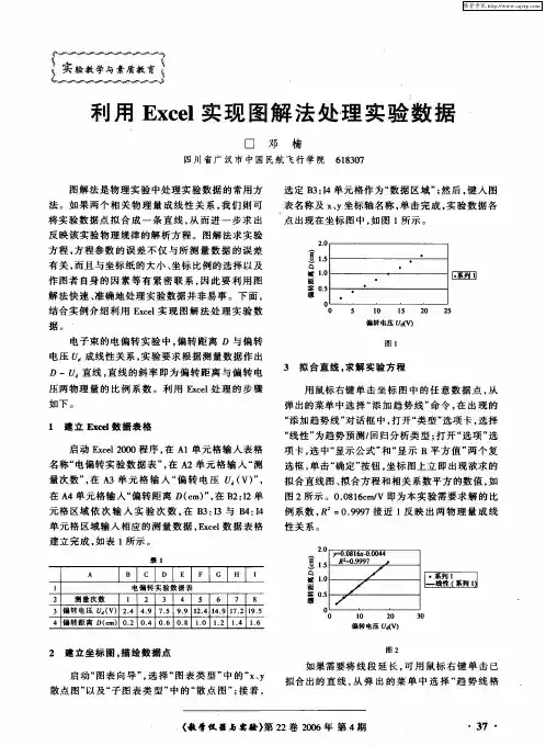 利用Excel实现图解法处理实验数据