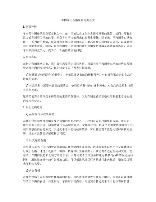 羊肉线上营销策划方案范文