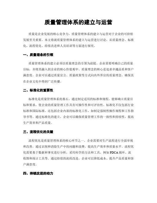 质量管理体系的建立与运营