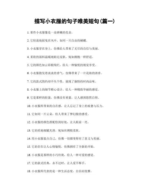 描写小衣服的句子唯美短句(精选合集2篇)