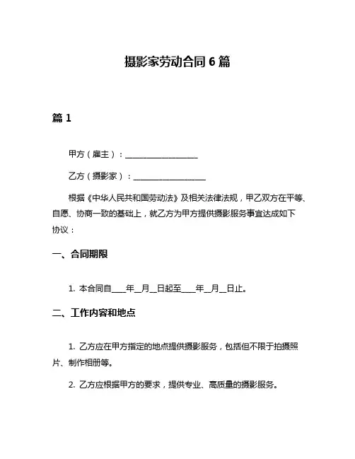 摄影家劳动合同6篇